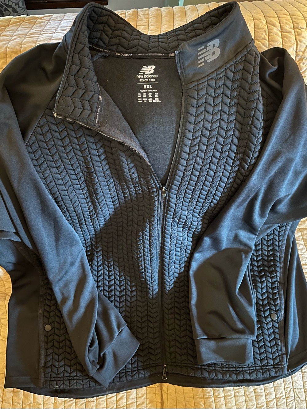 New Balance Men’s Black Quilted Zip-Up Sweater Jacket